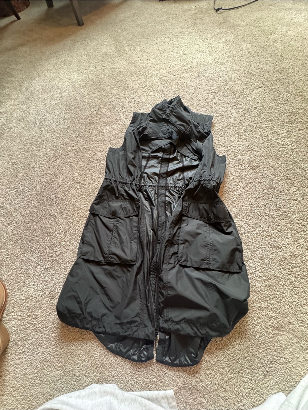 Athleta Black Sleeveless Hooded Utility Vest